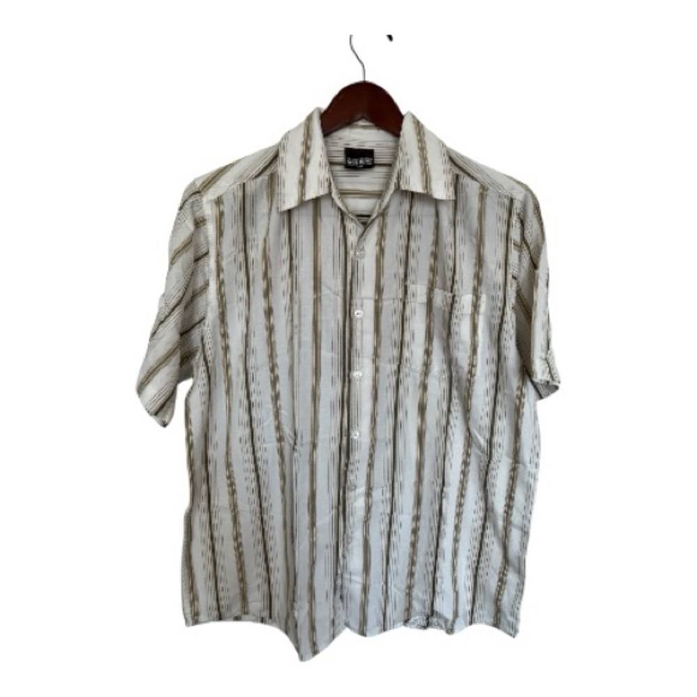 Surf Guru Striped Short Sleeve Button-Up Shirt size medium